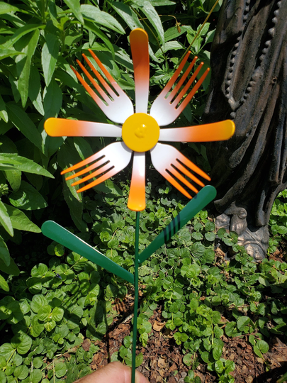 Repurposed Silverware Flower, Garden Sculpture