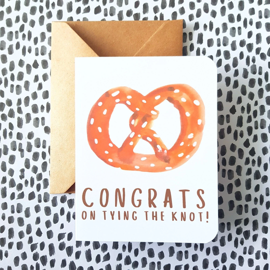 Funny Wedding Card Congrats On Tying The Knot Pretzel, Pretzel Congratulations For Friends| Salt & Paper