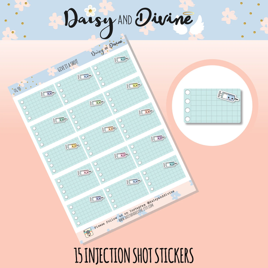 Syringe Planner Stickers, Injection Vaccination Insulin Kawaii Shot, Medicine Reminder