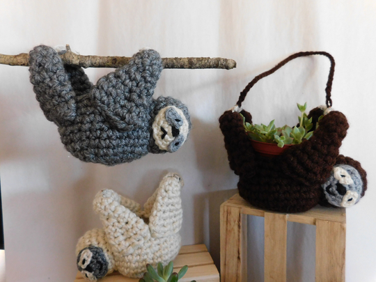 Sloth Succulent Holder, Crochet Planter, Air Plant, Hanging Succulent, Plant Lover Gift, Birthday Gift