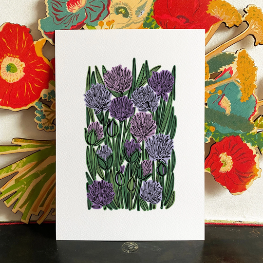 Chive Flower Print - Gardening Gift, Herbalist Print, Foodie Kitchen Wall Art