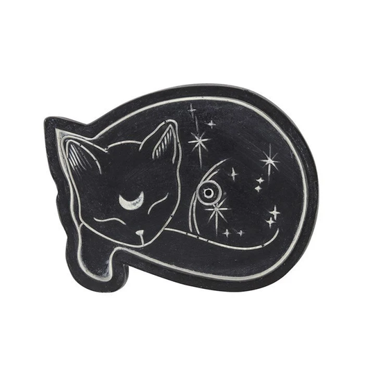 Black Cat Incense Holder Catcher - Witchcraft Kit , Spell Kit, Starter Beginners Solitary, Hedge, Wicca, Casting, Baby Witch