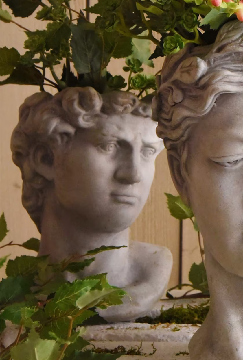 David Head Planter - Male Bust Plant Pot Stone Effect Cement Greek Masculine Face Medium Or Large