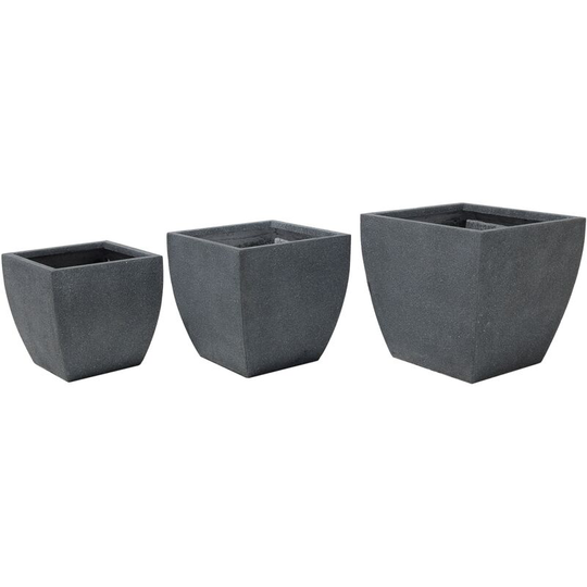 Set of 3 Flower Planters Clay Garden Pots Indoor Outdoor Grey Oricos - Grey