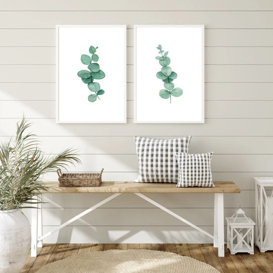 Eucalyptus Print Set, Minimalist Botanical Watercolour Prints