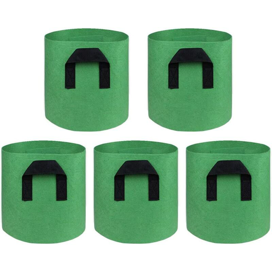 5 Pieces 5 Gallon Grow Bags Aeration Cloth Pots Non Woven Fabric Bags for Garden Plants Grow Bags Thicken Planter Bags Garden Plant Containers with