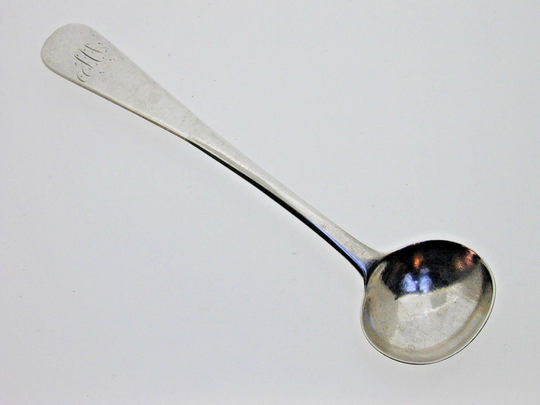 Antique Sterling Silver Salt Spoon George Iii Hallmarked Monogrammed 8 Grams