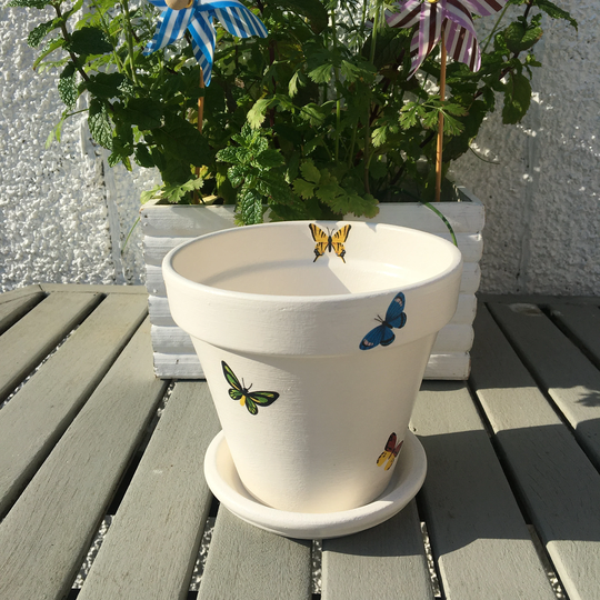 Butterfly Decoupaged Plant Pot - Indoor Planter Gift For The Home