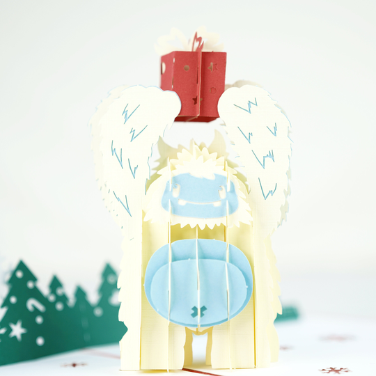 Christmas Yeti 3D Pop Up Card | Festive Xmas Handcrafted Snow Presents Decorations