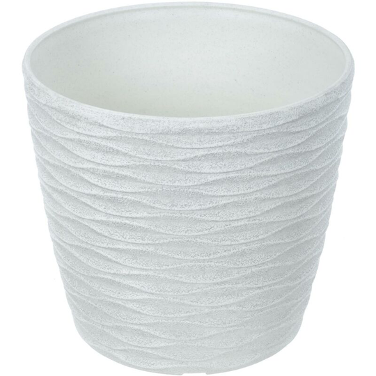 Azuma - Plastic Plant Pot Weave Effect Flower Planters Indoor Outdoor - White 22cm