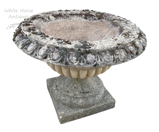 Exceptional C20Th Large Weathered Stone Garden Planter, Statuary, Composition, Urn