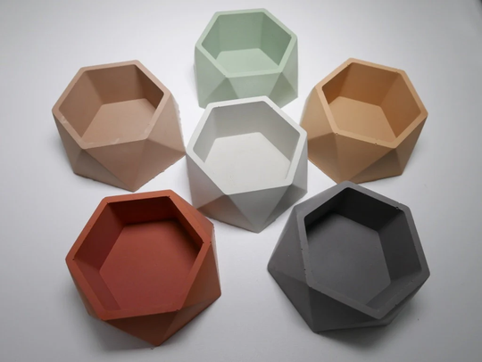 Quality Geometric Concrete Planter, Alomost No Bubbles. Succulent Concrete Cactus Minimalist Handmade Gifts