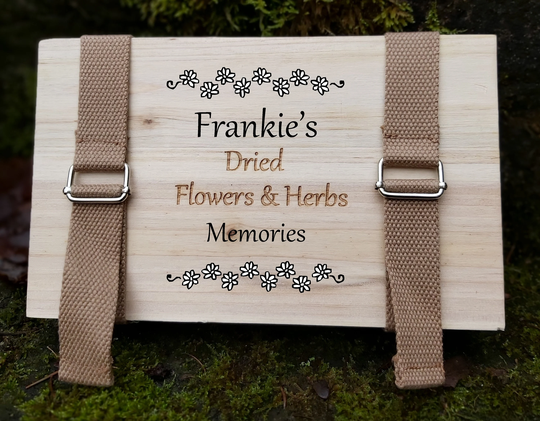Personalisable Traditional Flower Press Gift Set, English Garden Gathering Basket & Wood Herb Wildflower