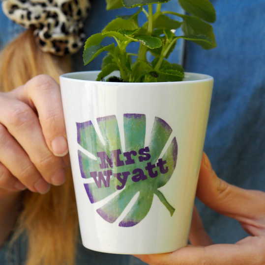 Monstera Leaf Personalised Teacher Plant Pot