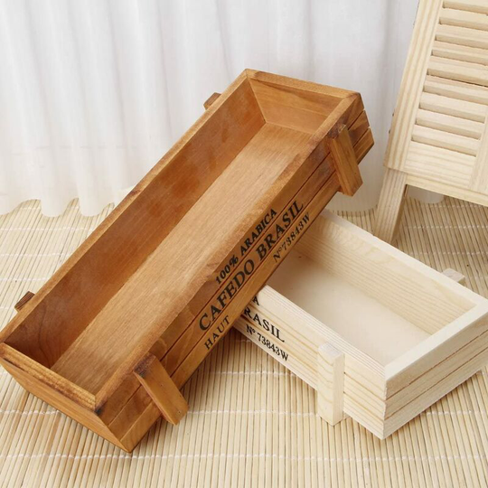 Litzee - Wooden Outdoor Garden Planter, Rectangular Flower Box, Outdoor Balcony Planter, Indoor & Outdoor Plant Pot 2pcs
