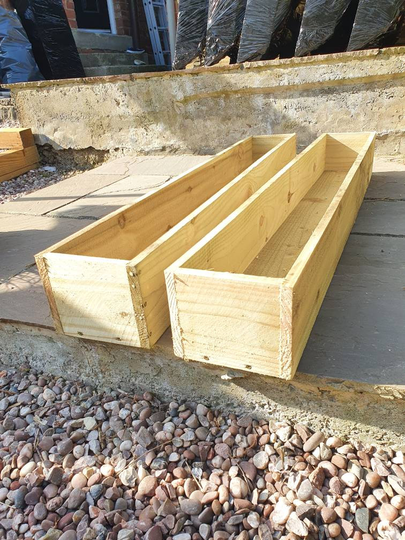 Pair Wooden Tanalised Planter Boxes