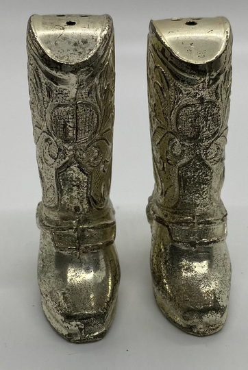 Vintage Miniature Metal Cowboy Boot Salt & Pepper Shakers Made in Japan