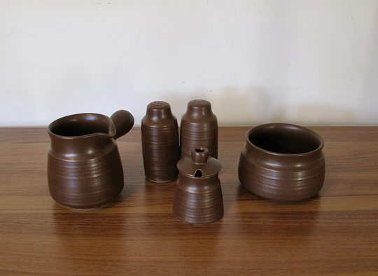 Vintage Condiment Set Old Salt & Pepper Pots Sugar Milk Jug Pickle Pot Shakers Boho Tableware