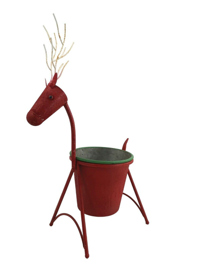 Unique Red Reindeer Christmas Garden Planter Metal Gift Home Decoration Xmas