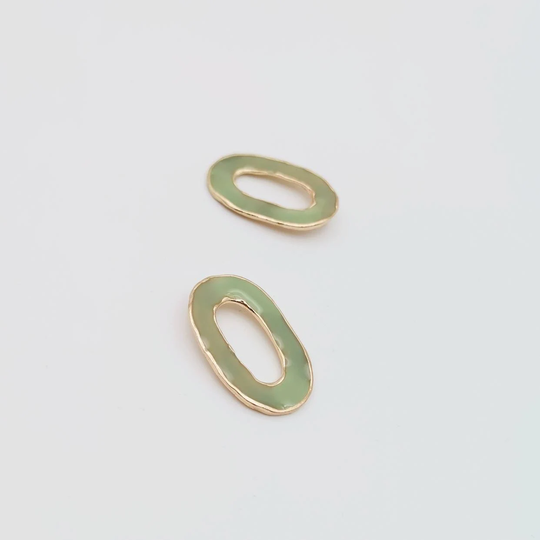 Sage Green Color 2 in 1 Charms, Herb Hoop Pendants, Earring Oval Hoops For Earrings Making, Pieces