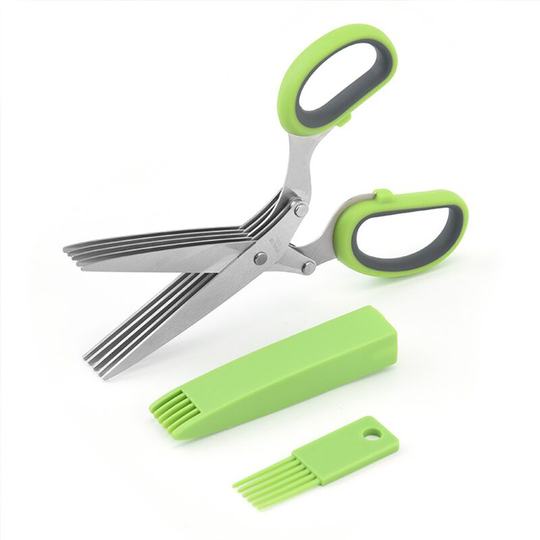 Herb Scissors,5 Blade Scissors Herb Scissors for Aromatic Herbs Equipped with Cleaning Comb