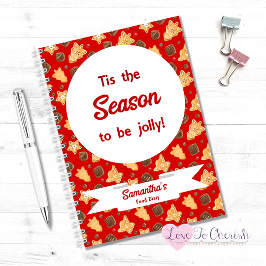 Personalised Christmas Food Diary - Tis The Season To Be Jolly -Diet Journal Slimming World Compatible-Ww Friendly-Calorie Counting