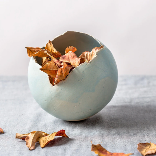 Medium Light Blue Ceramic Planter | Outdoor Decorative Pot