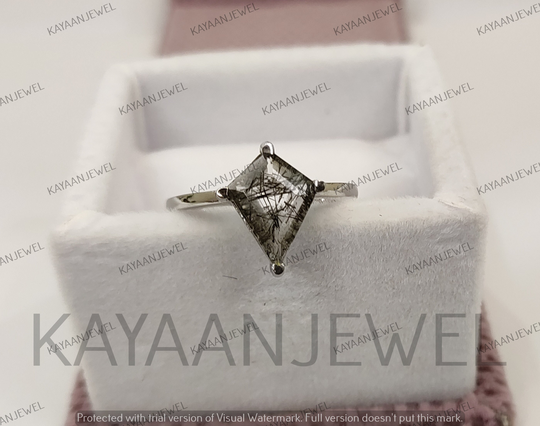 2.3Ct Salt & Pepper Kite Cut Diamond Engagement Wedding Ring Set in 925 Sterling Silver, Salt Pepper Ring, Anniversary Gifts, Unique