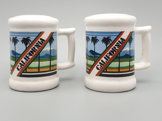 1980's California Novelty Salt & Pepper Shakers - Karol Western 1984 Souvenir Beer Tankard Shape