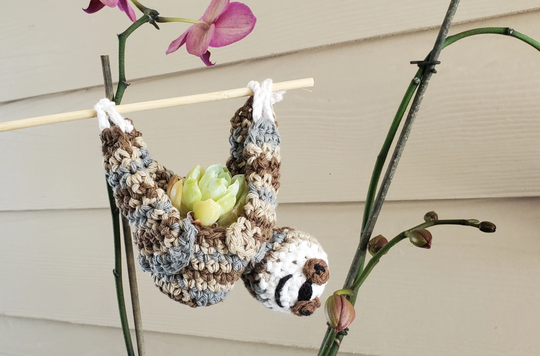 Sloth Plant Holder - Crocheted