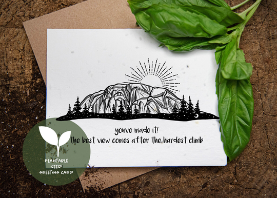 You Made It Card, Plantable Seed Basil Paper, Mountain Greeting Card For Hiking, Encouraging Wildflower