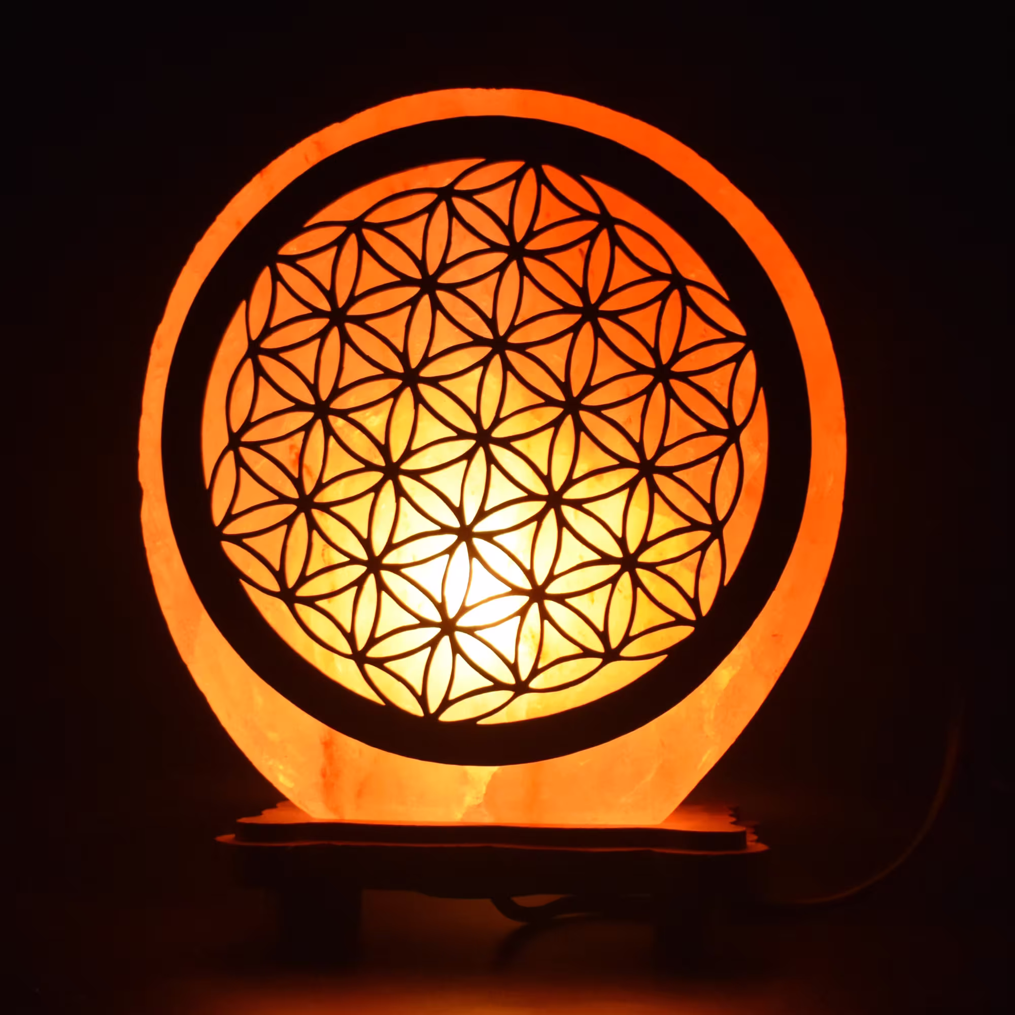 Himalayan Salt Flower Of Life Carved Lamp - 5-6Kg, Crystal Salt, Table Lamp, Natural Himalayan, Wedding Gift, Handmade, Home Decor, Gift