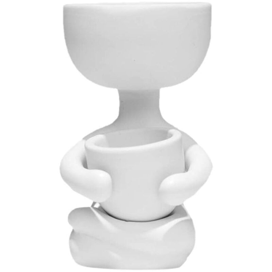Perle Raregb - Ceramic Flower Pot Portrait Flower Pot Table Succulent Cactus Humanoid Vase Desktop Flower Stand Black Plant Container 6X6x10cm (White)