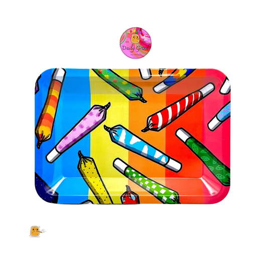 Cute Colourful Joints Rolls Design - 12x18cm Metal Herb Rolling Tray Surface For Bits & Pieces Jewellery Crystals Christmas Gift