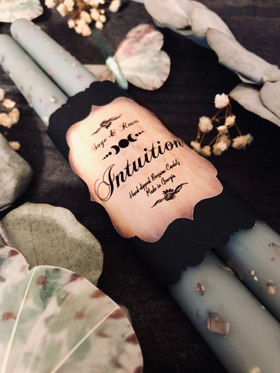 Herb Rolled Blue Intuition Candles - Ritual/ Protection/ Intention/ Spell/ Beeswax/ Natural/ Hand Made & Dipped