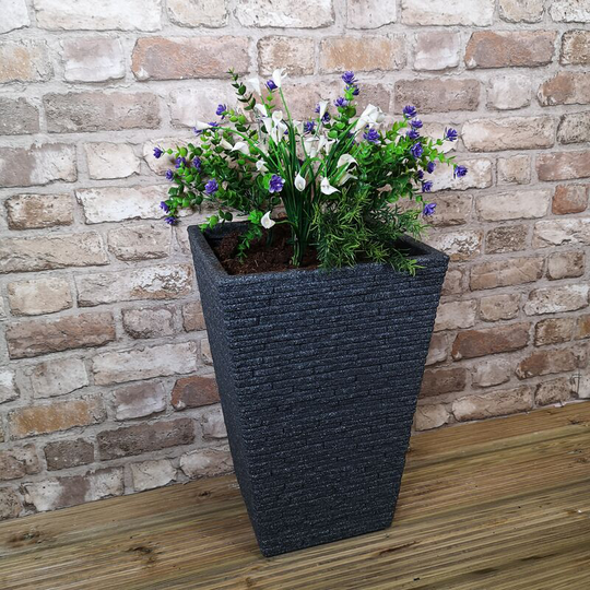 Samuel Alexander - Tall Ash Coloured Slate Effect Garden Planter 30cm d x 30cm w x 45cm h