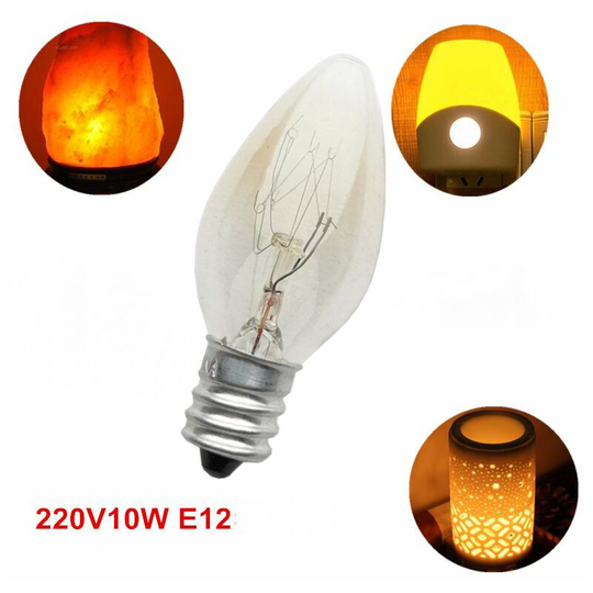 Muff - 6pcs E12 Light Bulb Bulb 220V 10W C7 Pointed Bulb E12 Small Screw Salt Lamp Aroma Diffuser Night Light Incandescent Lamp Tungsten Bulb
