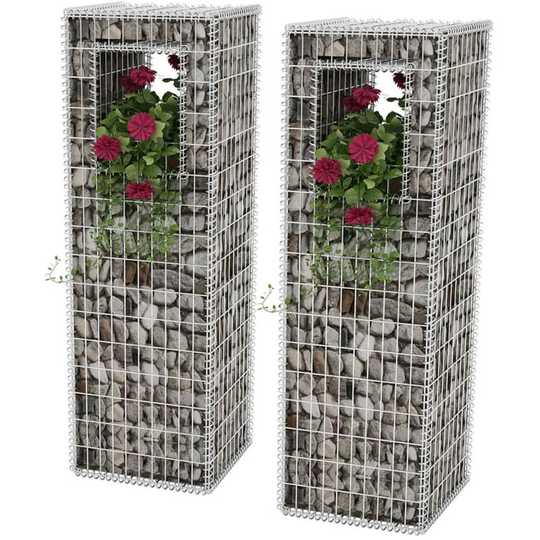 Hommoo - Gabion Basket Posts/Planters 2 pcs Steel 50x50x160 cm VD04664