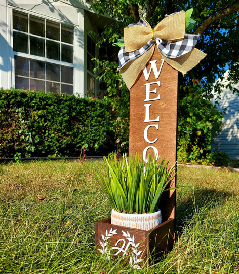 Beautiful Porch Sign With Planter Box-Plant