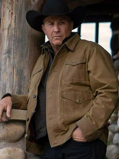 Men's Kevin Costner John Dutton Vintage Style Brown Cotton Yellowstone Jacket | Mens Handmade Season 2