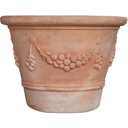 Galestro festooned terracotta vase 100% Made in Italy, entirely handmade