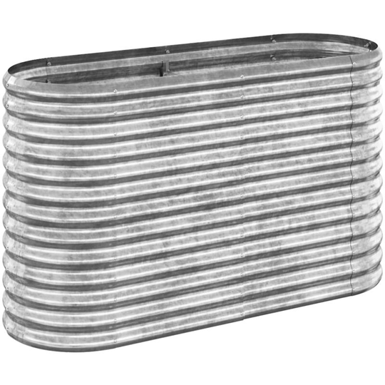 Garden Planter Powder-coated Steel 114x40x68 cm Silver Vidaxl Silver