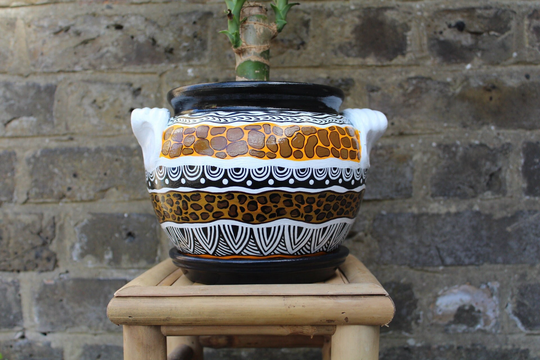 Safari Style Symbolic Indoor Plant Pot With Saucer