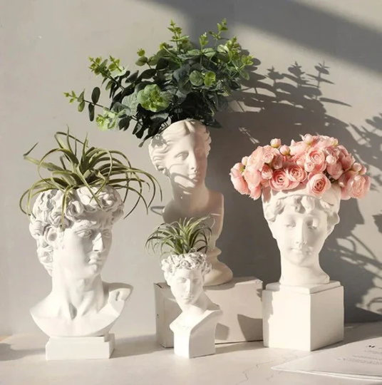 Ancient Greek Roman God Head Vase, Modern Nordic Style Human Face Head Decoration Vase & Planter For Plant, Flowers, Human Face