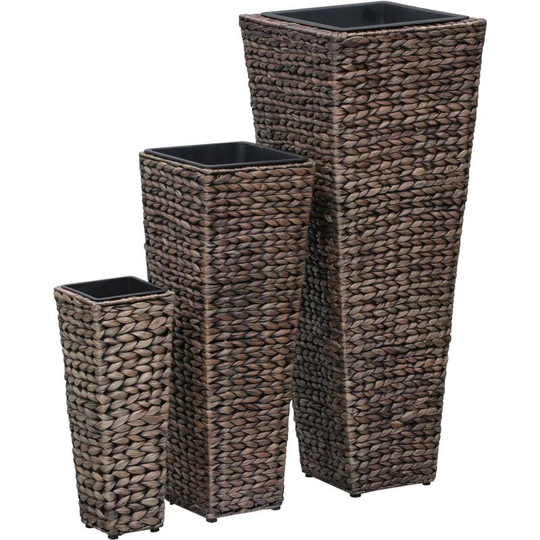 Hommoo - Garden Raised Beds 3 pcs Water Hyacinth Dark Brown