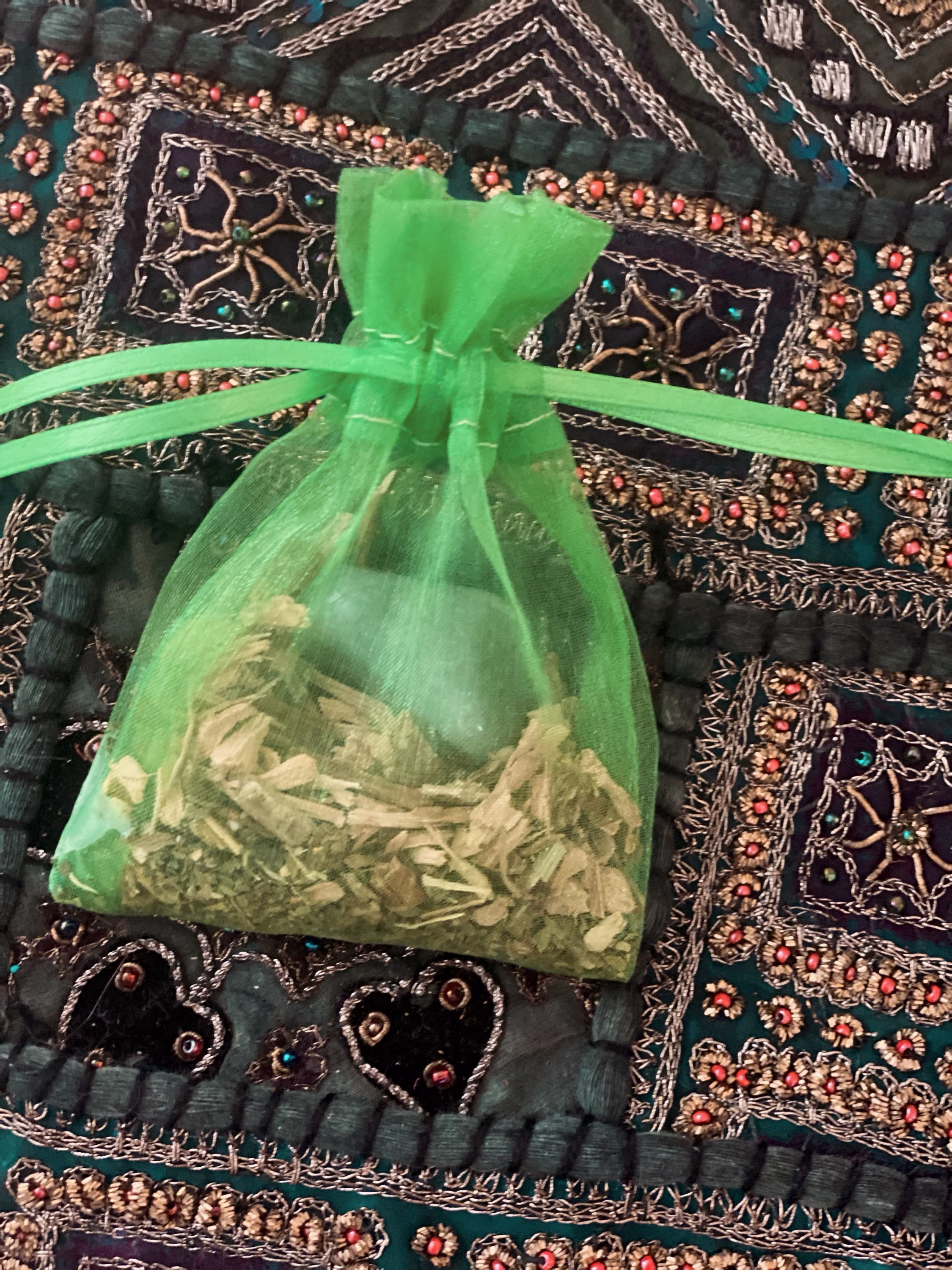Abundance Spell Pouch/Manifestation Financial Money Pillow Crystals & Herbs
