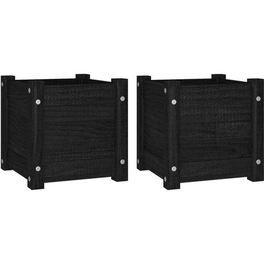 Garden Planters 2 pcs Black 31x31x31 cm Solid Pinewood Vidaxl Black