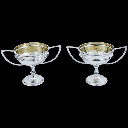 Wang Hing Chinese Export Gilded Solid Silver Salt Cellars/Miniature Trophy Cups
