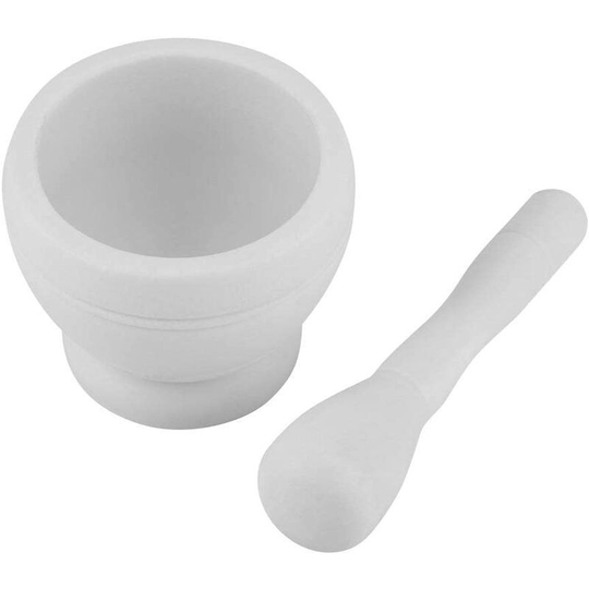 Mortar Pestle Manual Garlic Crusher Spice Herb Mortar Pestle Set Grinding Bowl Kitchen Tool (White)