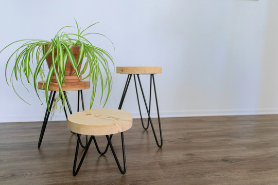 Handmade Hairpin Stand. Beautiful Custom Made Wood, Metal Plant Stand. Side Table. Small Plant Various Sizes